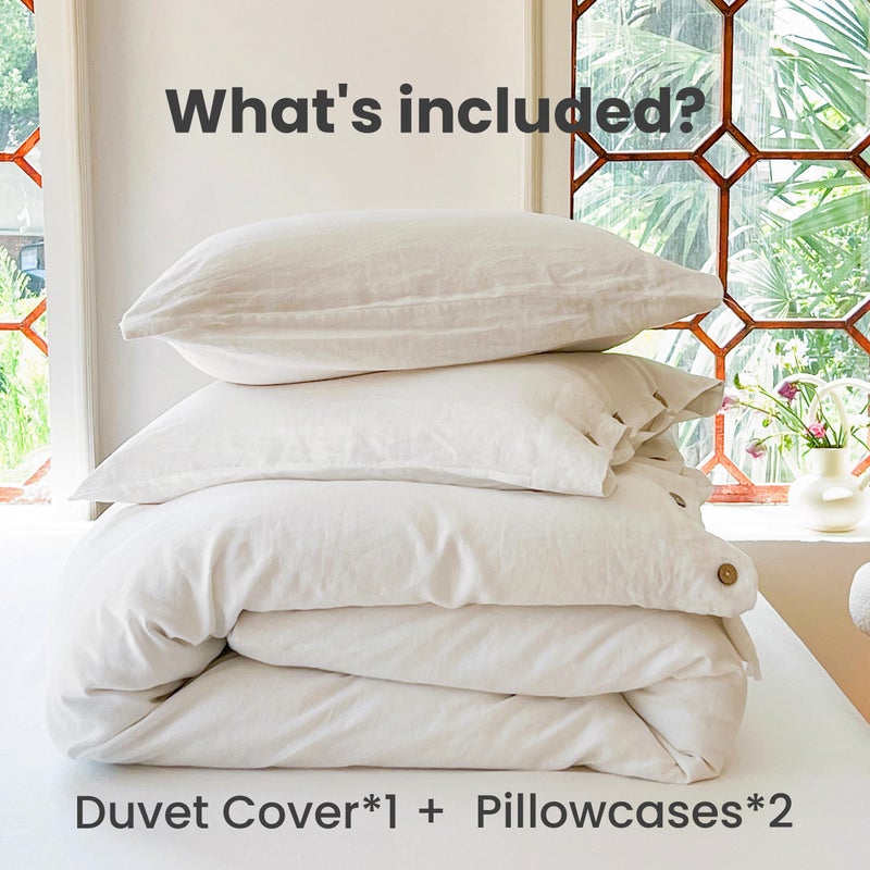 Simple&Opulence 100% Linen Duvet Cover Set 3pcs with Coconut Button Closure Natural French Washed Flax Solid Color Soft Breathable Farmhouse Bedding - White, King Size - Image 4